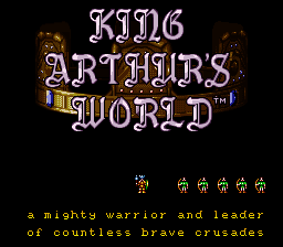 King Arthur's World title screen for Super Nintendo